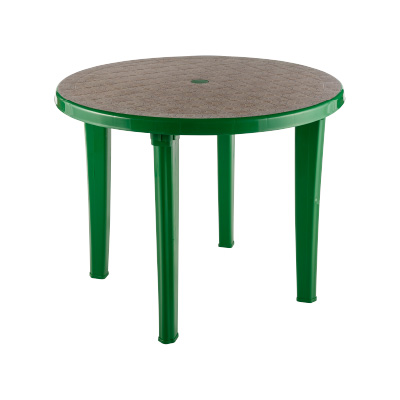 Стол пластиковый "EL  круглый с рисунком" зелёный