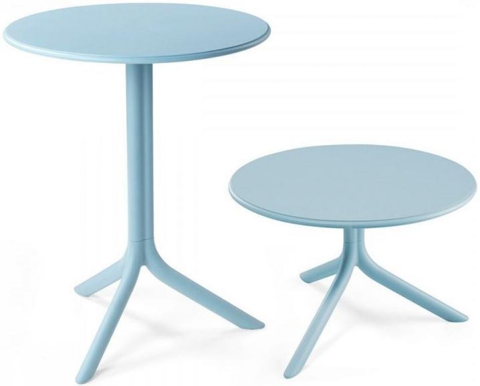 Стол пластиковый обеденный Spritz + Spritz Mini,  голубой, Ø605х400-765 мм