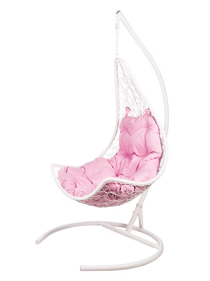 Подвесное кресло - качели "Wind White" розовая подушка