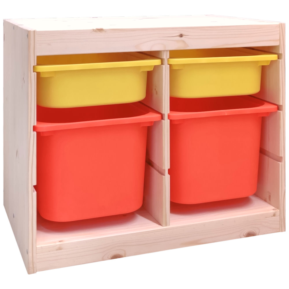 Стеллаж двойной 630х440х520 ТРУФАСТ б/п сосна,контейнеры:желтый(2С)/оранжевый(2Б) Profi&Hobby