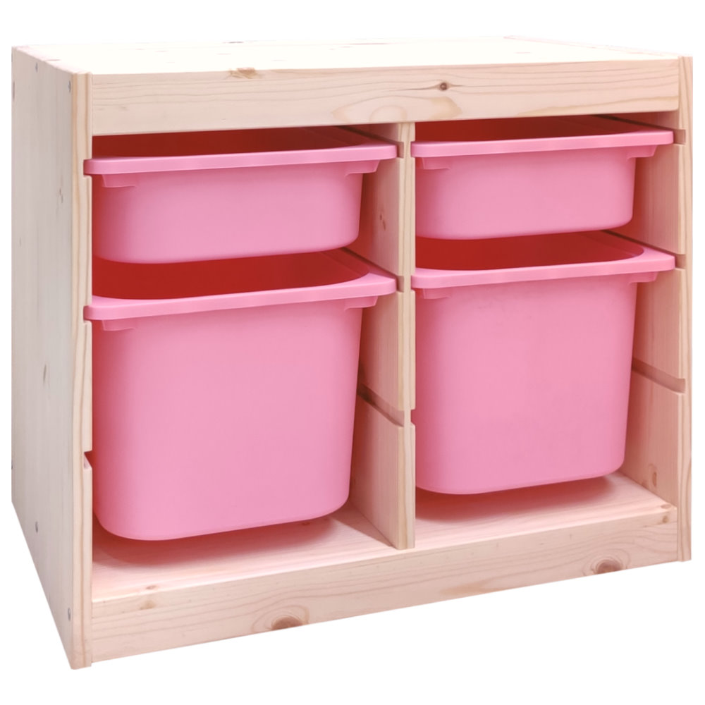 Стеллаж двойной 630х440х520 ТРУФАСТ б/п сосна,контейнеры:розовый(2С)/розовый(2Б) Profi&Hobby