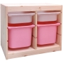 Стеллаж двойной 630х440х520 ТРУФАСТ б/п сосна,контейнеры:белый(2С)/розовый(2Б) Profi&Hobby