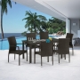 Комплект плетеной мебели T256A/YC379A-W53 Brown (6+1) + подушкина стульях