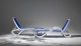 Шезлонг-лежак пластиковый ALFA белый с синей тканью