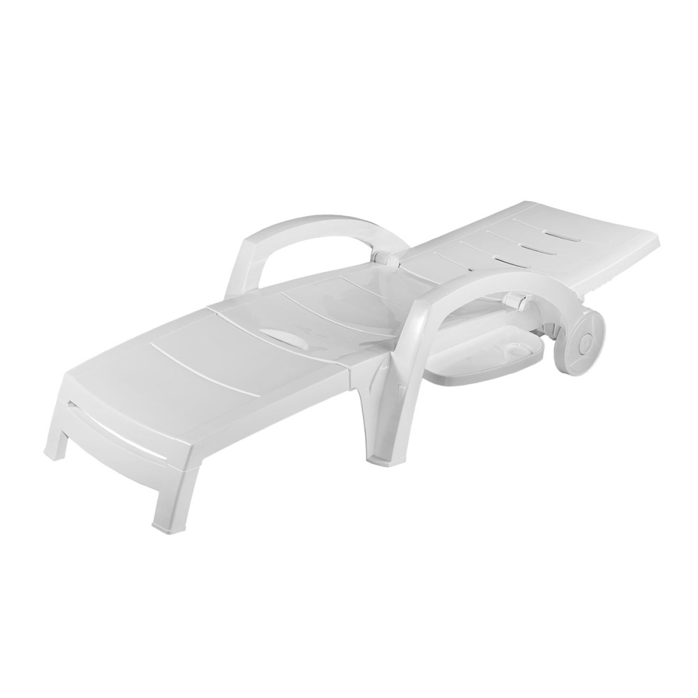 Шезлонг-лежак складной на колесах (с ящиком) Белый