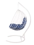 Подвесное кресло из ротанга "Kokos White" синяя подушка